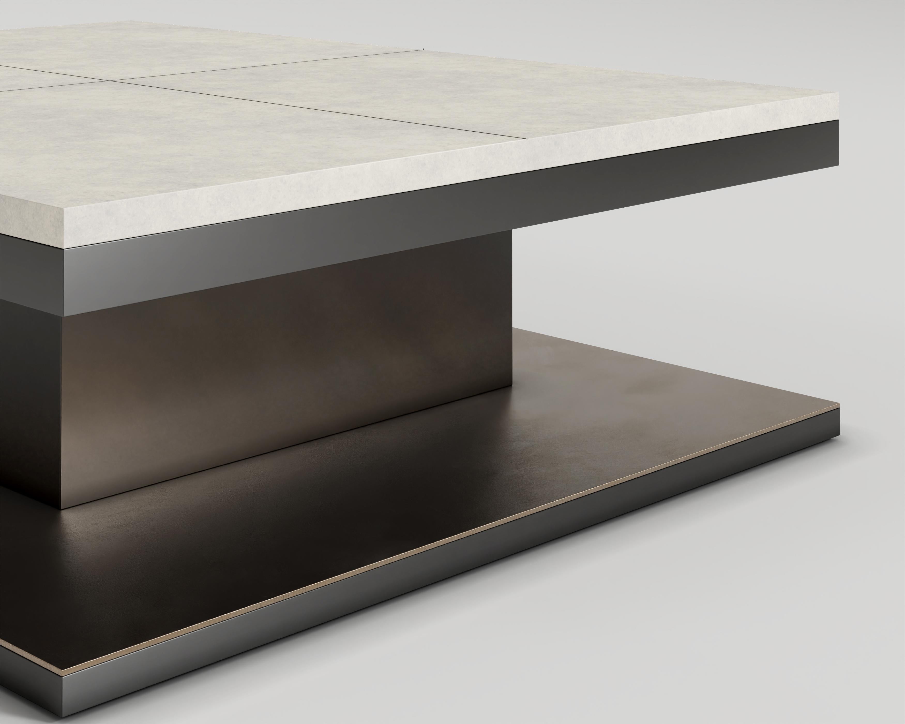 Rec Coffee Table in Goat Skin and Matte Black Lacquer by Palena Furniture In New Condition For Sale In Istanbul, TR