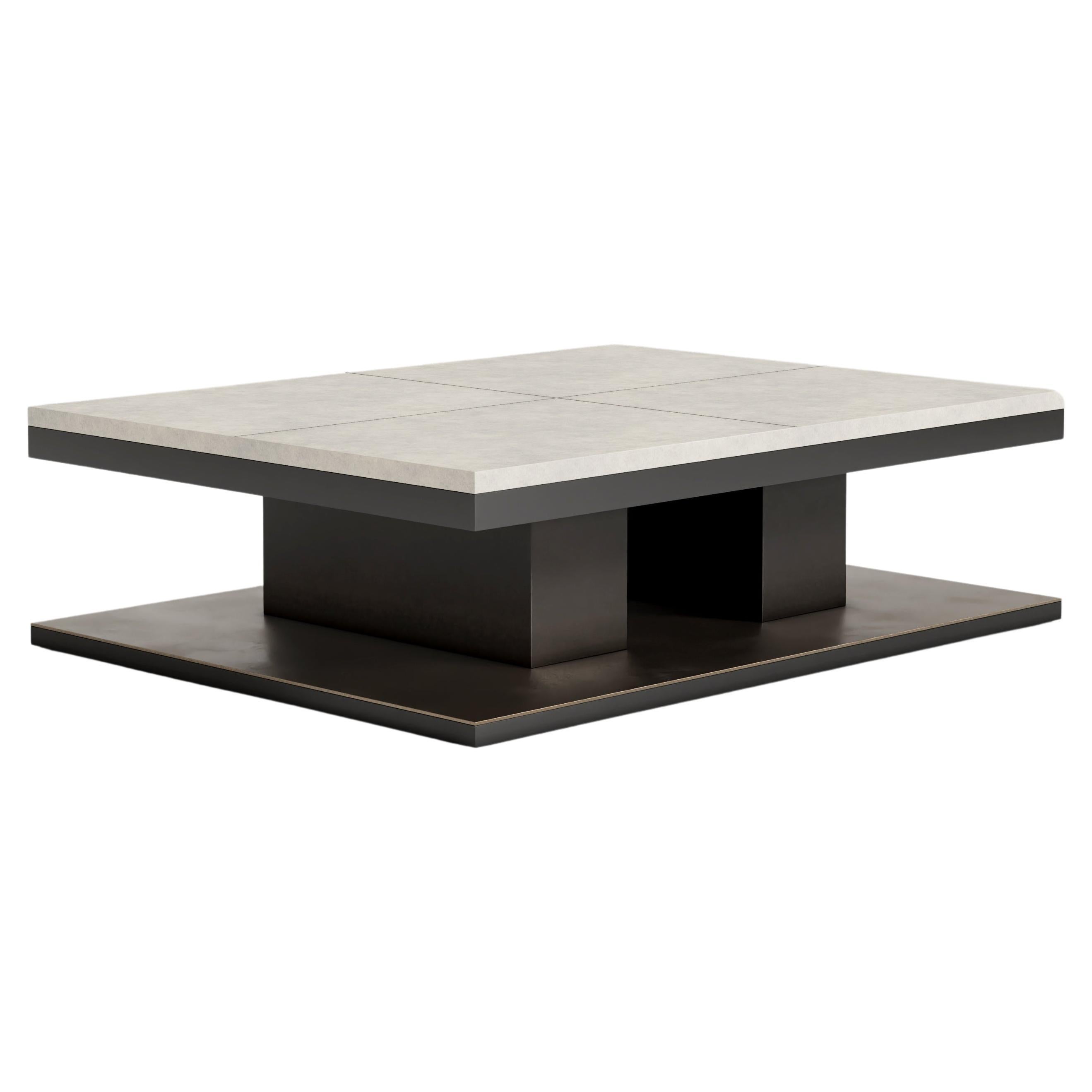 Rec Coffee Table in Goat Skin and Matte Black Lacquer by Palena Furniture For Sale