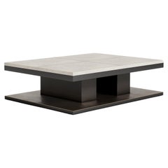 Table basse Rec en peau de chèvre et laque noire mate par Palena Furniture