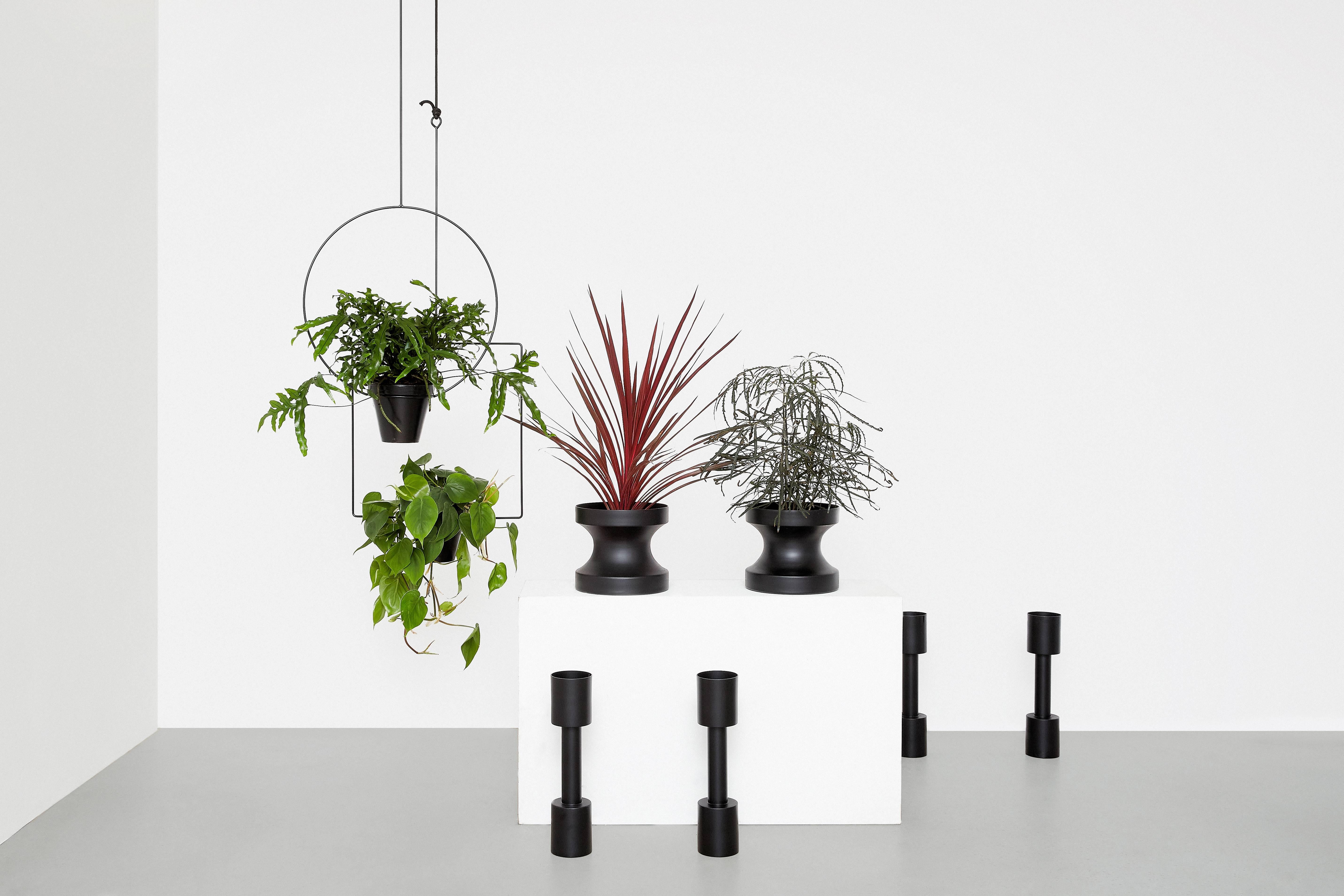Minimalist Rec-Cut Aluminium Vase in Black For Sale