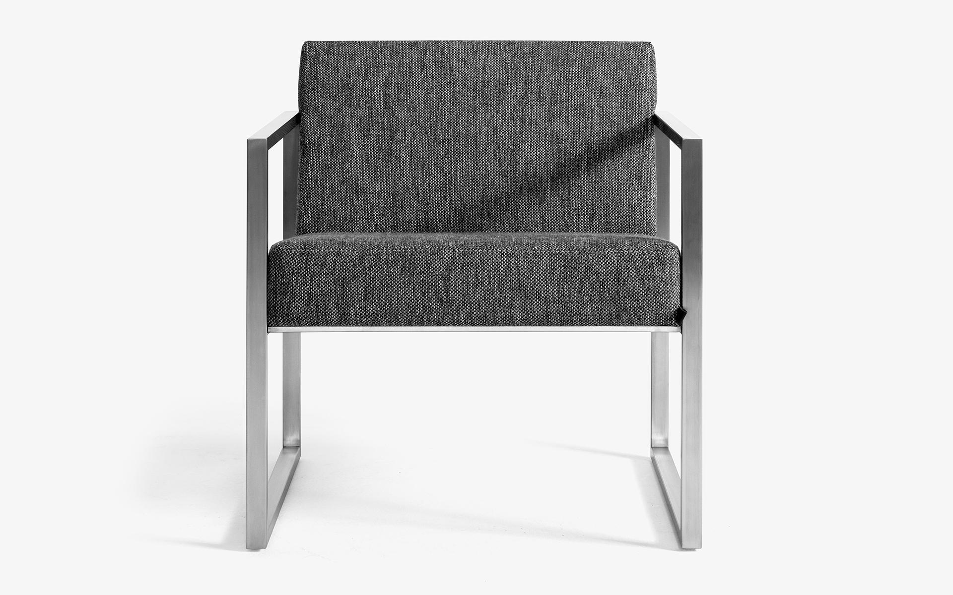 Rec Matt Chrome Minimal Armchair Bergere For Sale 4