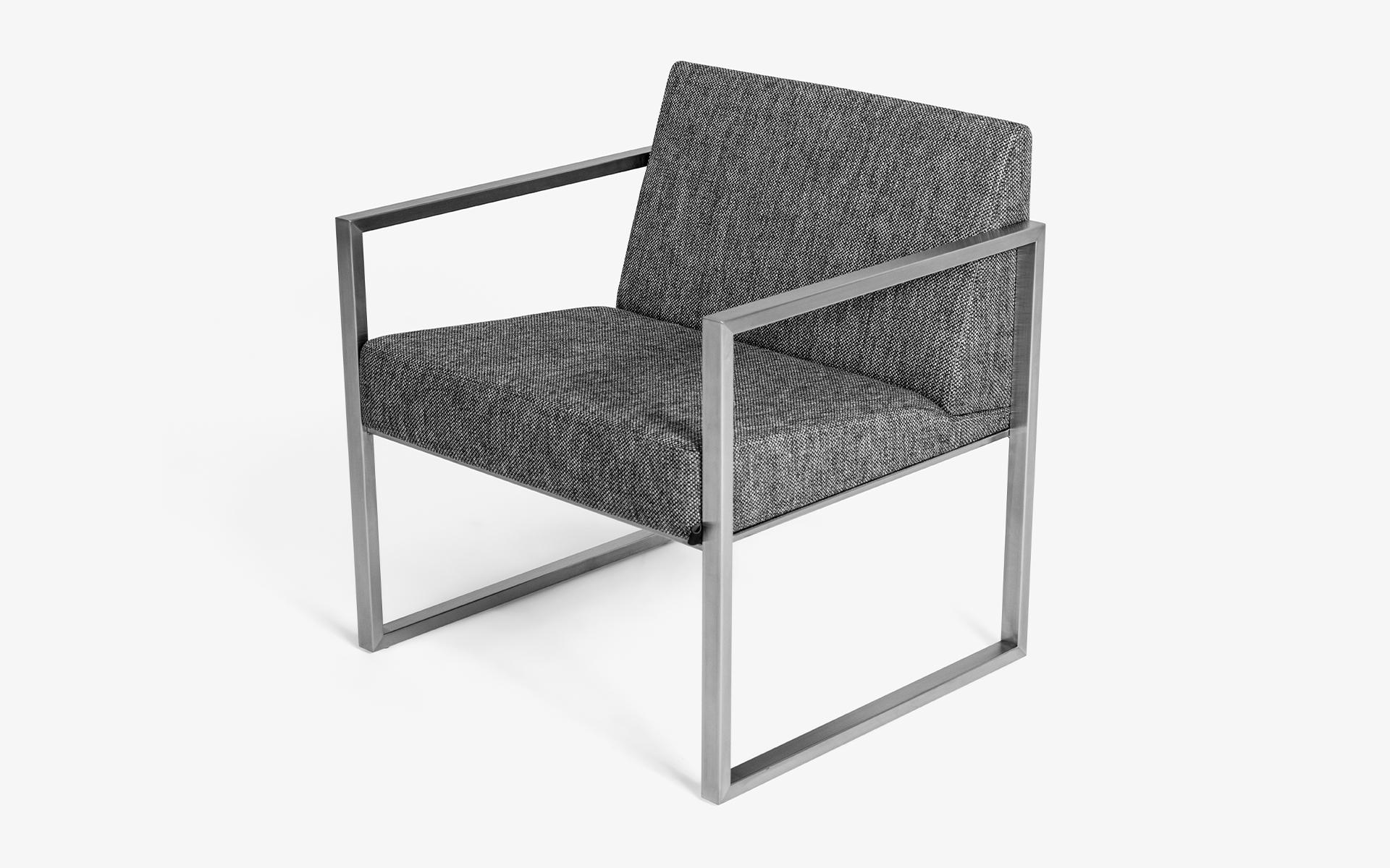 Rec Matt Chrome Minimal Armchair Bergere For Sale 8