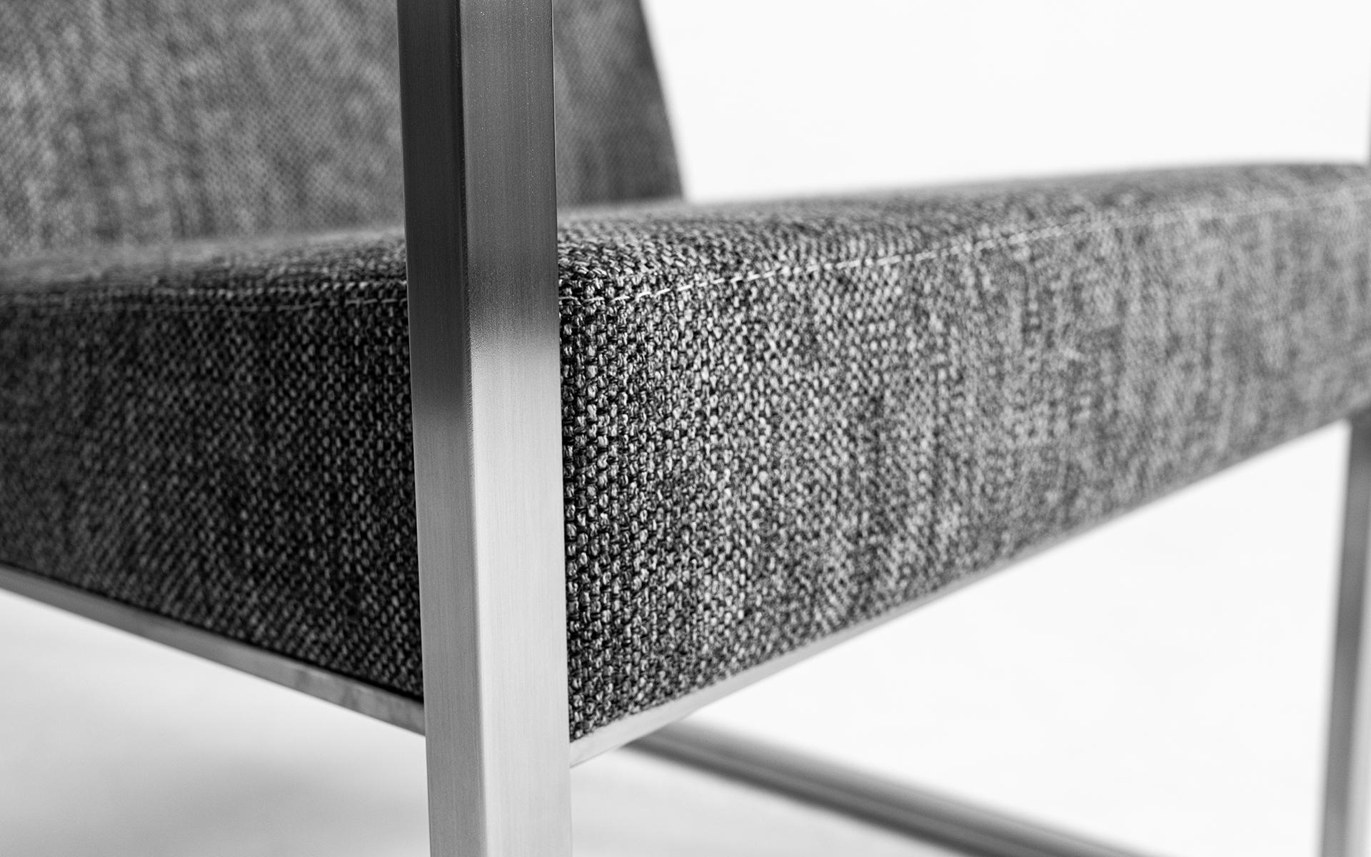 Rec Matt Chrome Minimal Armchair Bergere For Sale 9