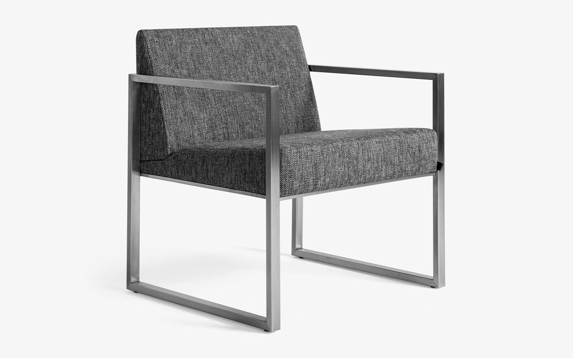 Rec Matt Chrome Minimal Armchair Bergere For Sale 10