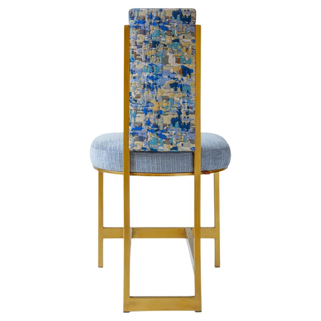 Recalled Blue Kenzo Brass Chair For Sale