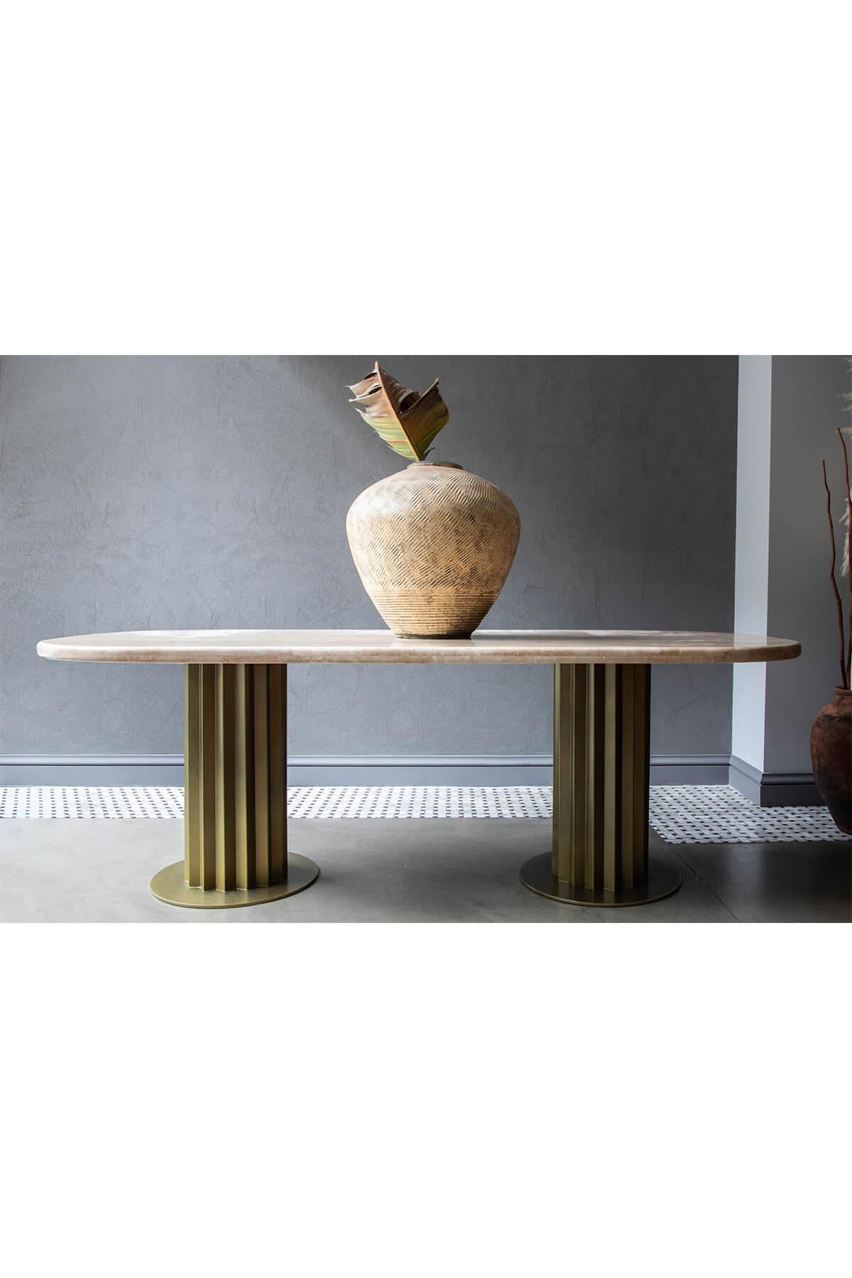 Modern Recalled Brass & Marble Dining Table For Sale