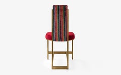 Recalled Brass Red and Rainbow Velvet Chair