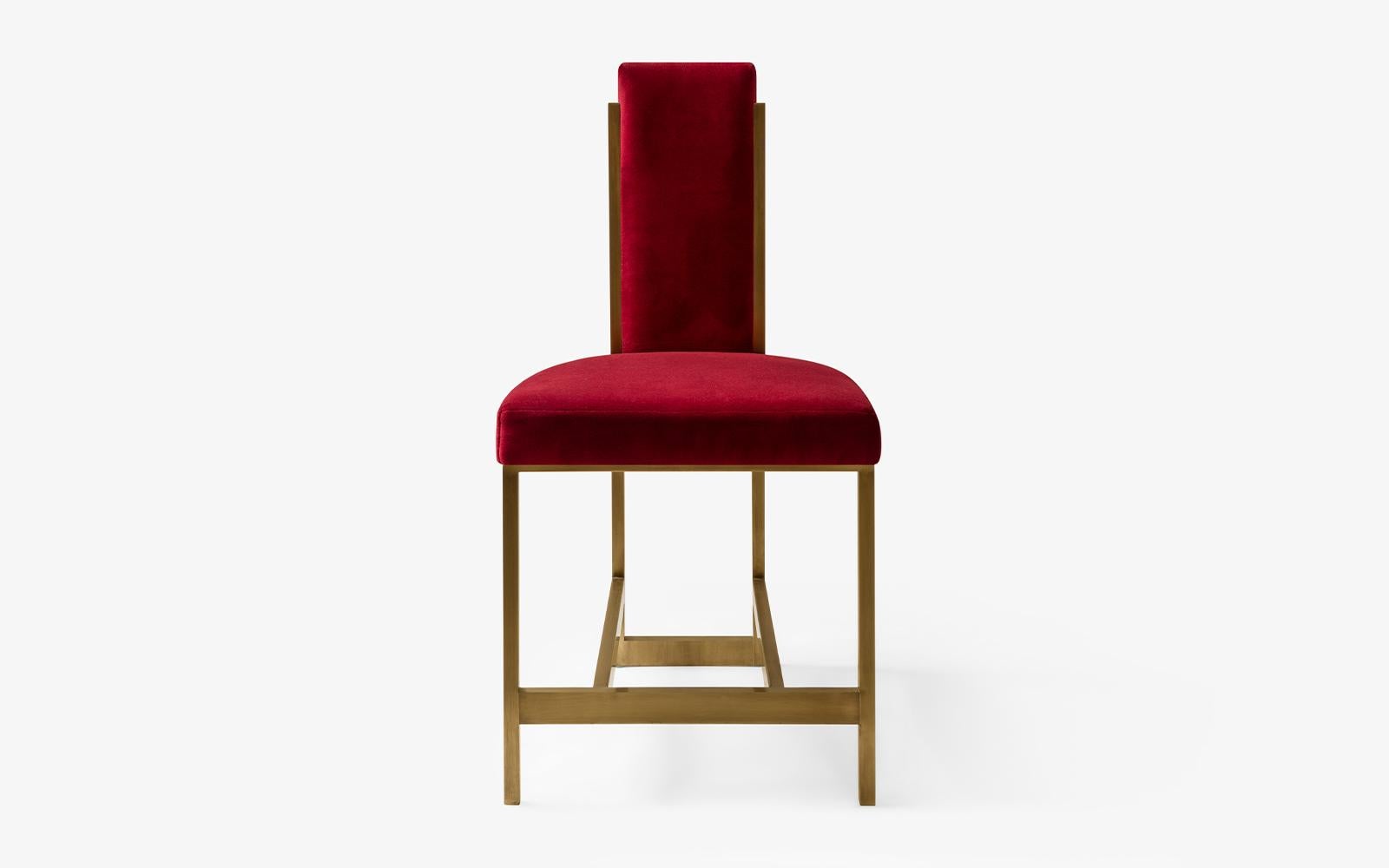 Metalwork Recalled Brass Red and Rainbow Velvet Chair