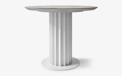 Recalled Round White Metal & Marble Dining Table