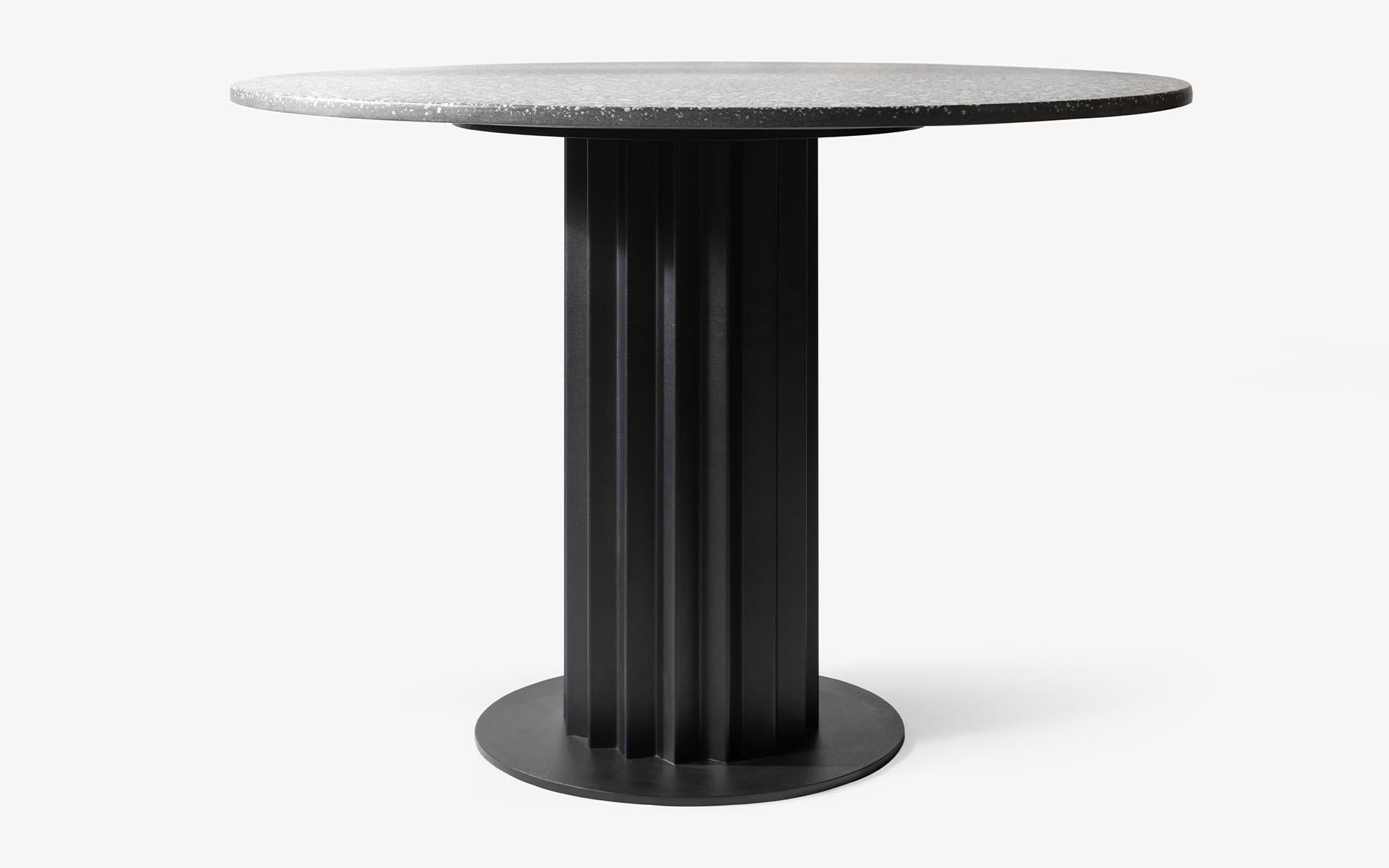 Turkish Recalled Round Black Metal and Terrazzo Dining Table For Sale