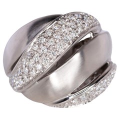 Recarlo 18 Carat White Gold Band Ring Round Brilliant Cut Diamond Ring