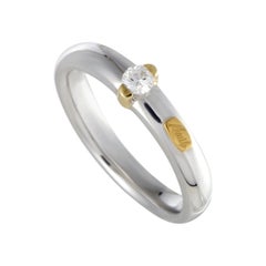 Recarlo 18 Karat White and Yellow Gold Diamond Solitaire Engagement Ring