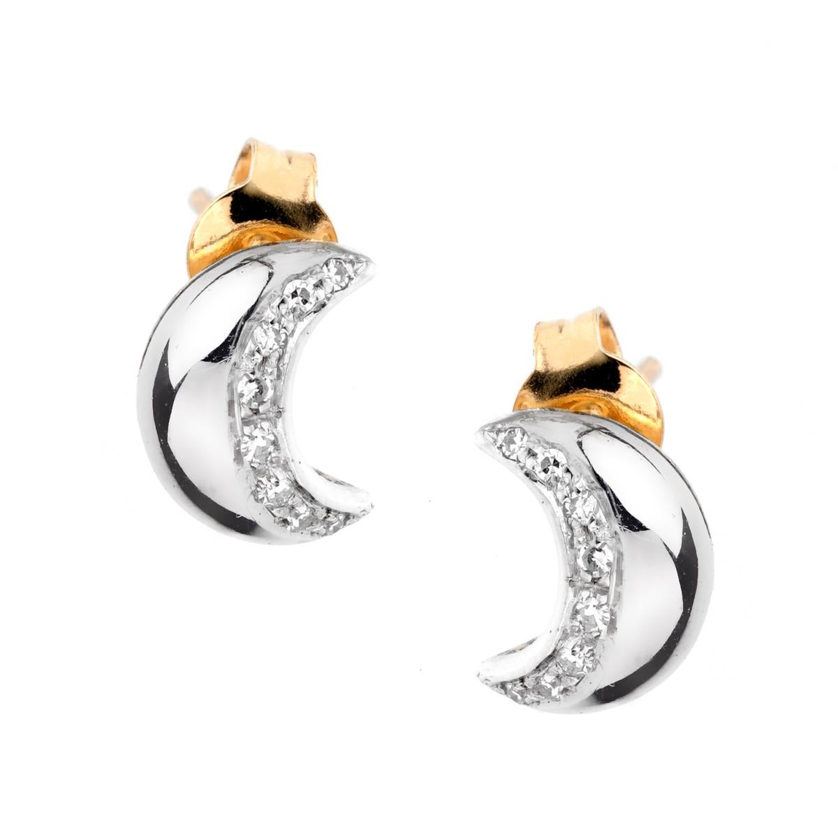 Recarlo Moon Diamond Gold Earrings For Sale