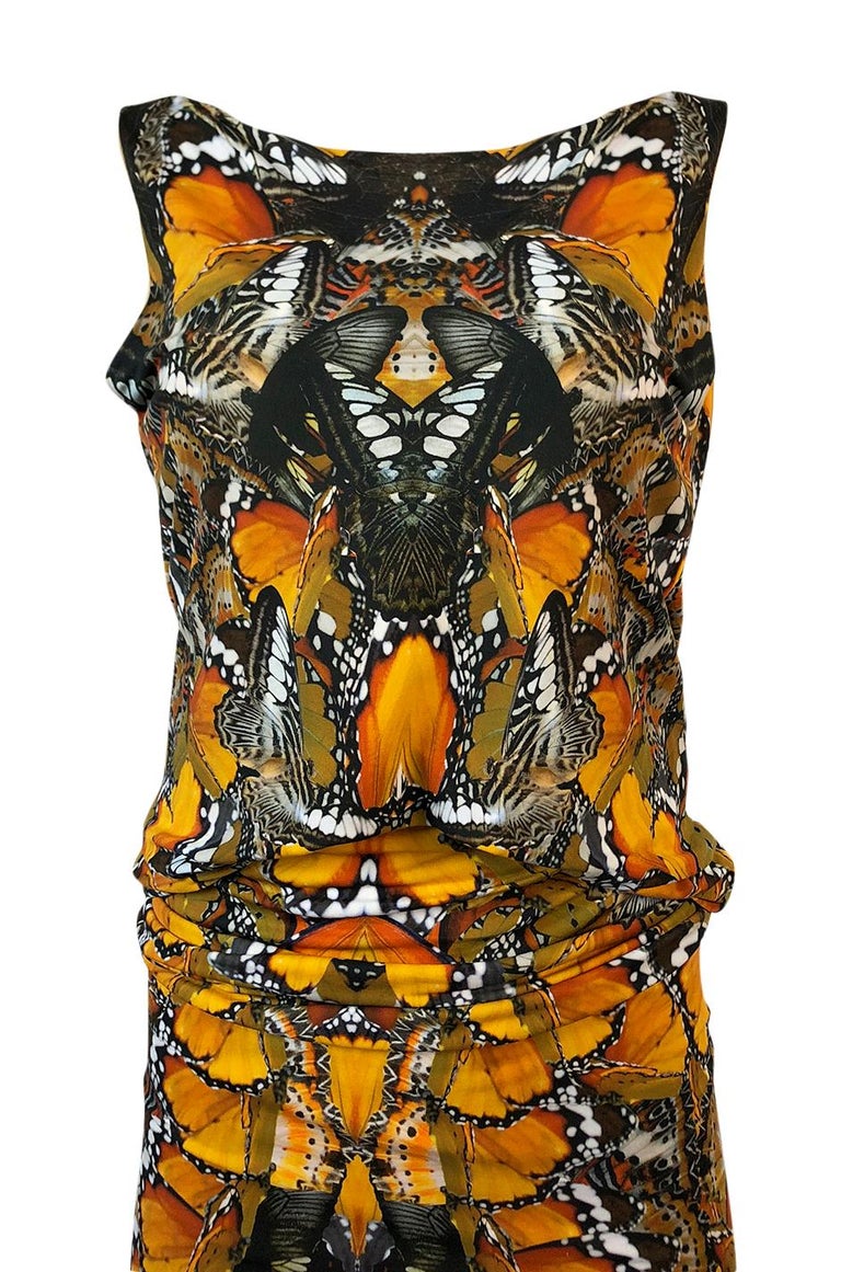 Recent Alexander McQueen Butterfly Print Back Draped 
