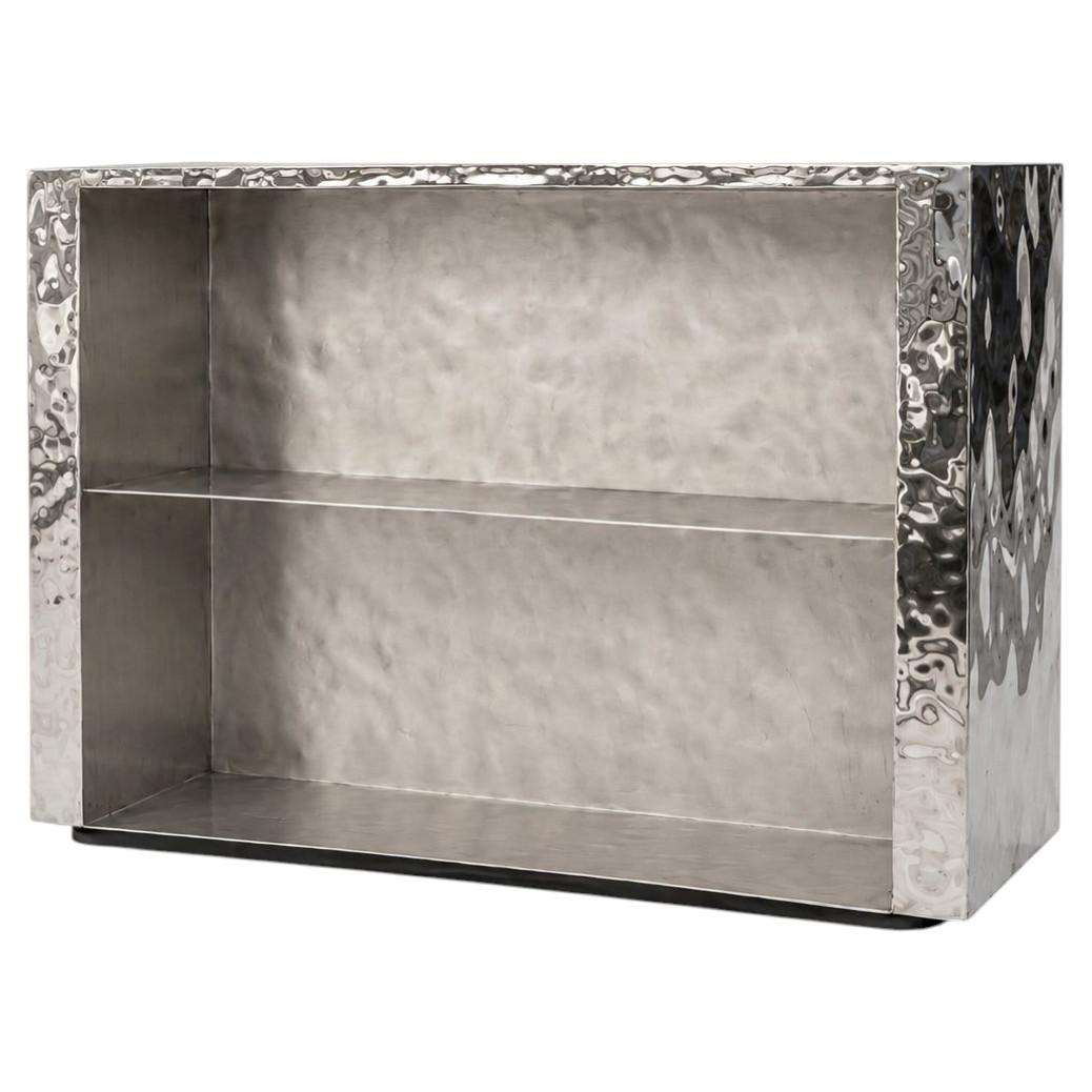 Reception Desk in Textured Stainless Steel by Veliento For Sale