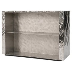 Reception Desk in Textured Stainless Steel by Veliento