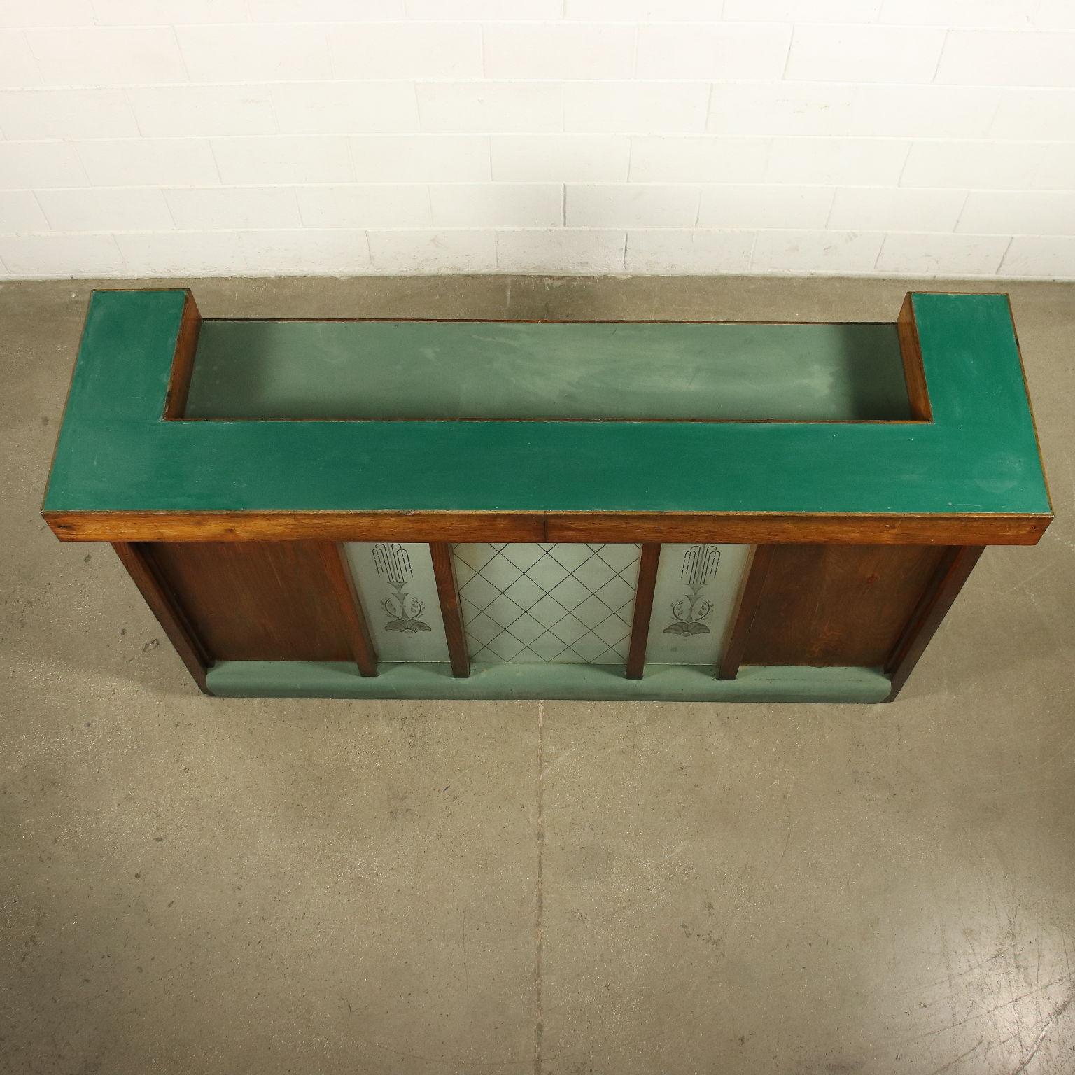 Reception Desk Larch Glass Vinyl Italy Early '900 10