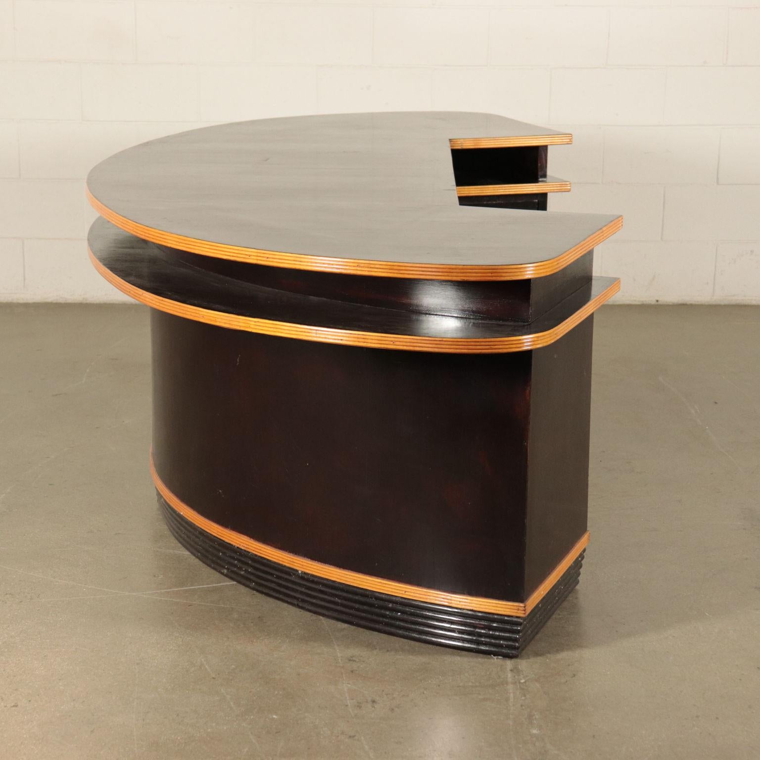 Reception Desk, Solid Veneered and Stained Wood, Italy, 1940s 2