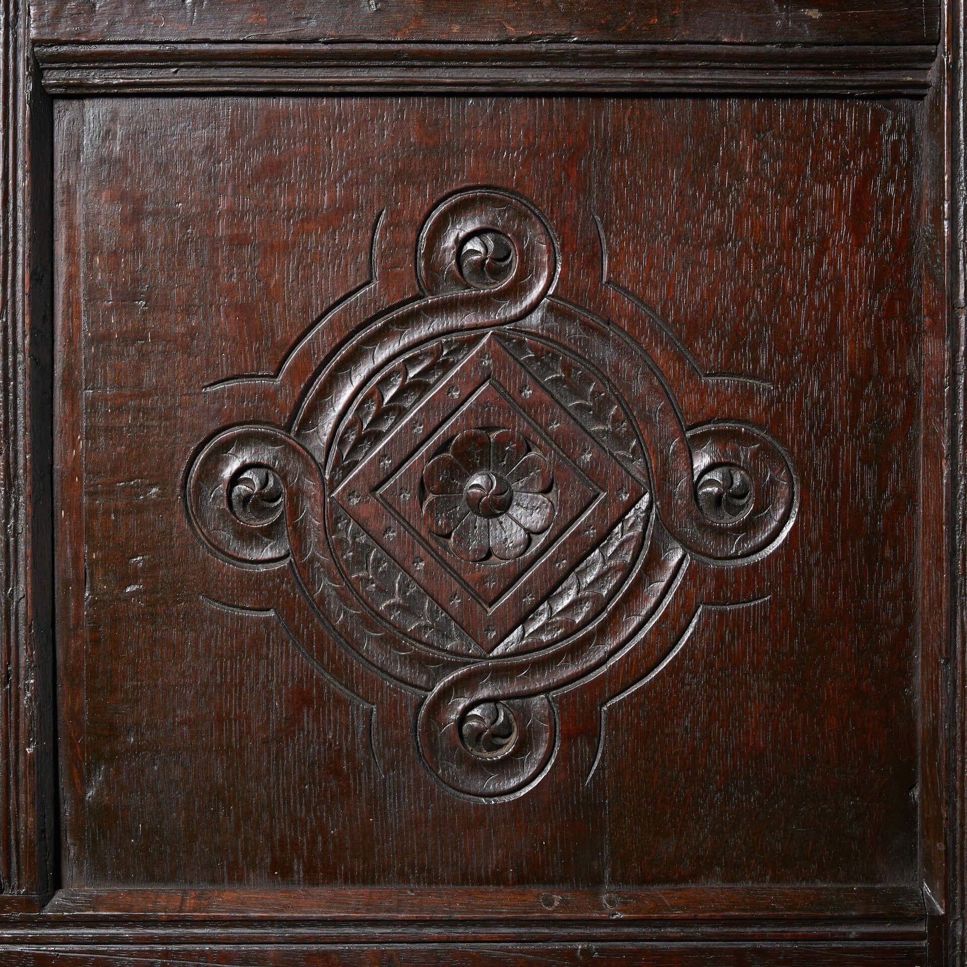 Jacobean Reclaimed 17th Century Decorative Oak Wall Panel For Sale