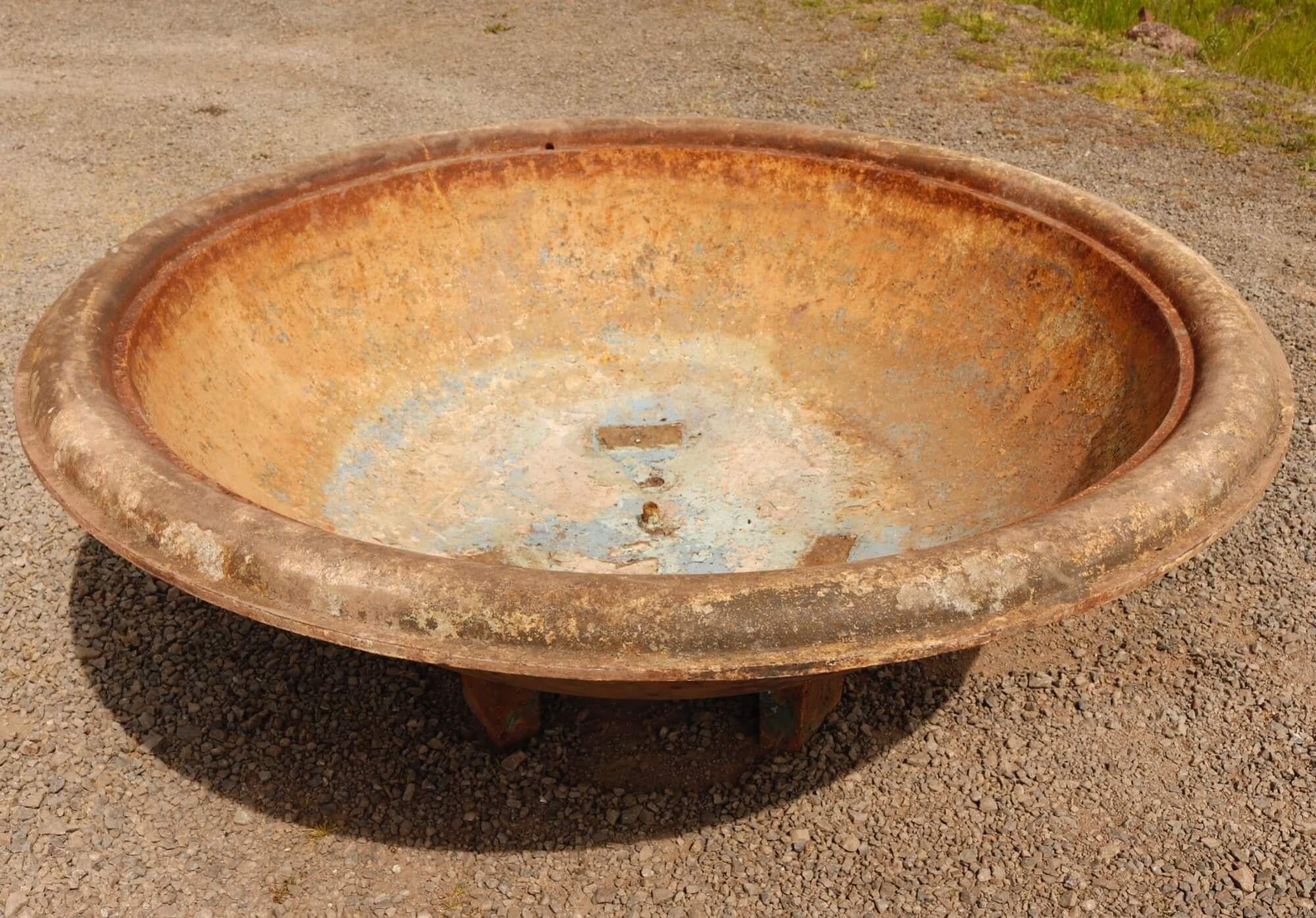 19th Century Reclaimed 1.8m Large Cast Iron Bowl Water Feature For Sale