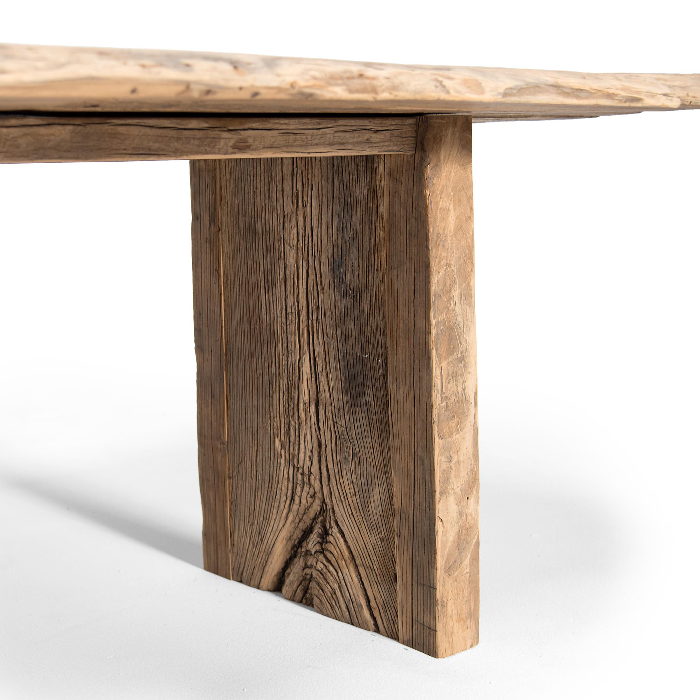 Custom Reclaimed Elm Dining Table In New Condition For Sale In Chicago, IL
