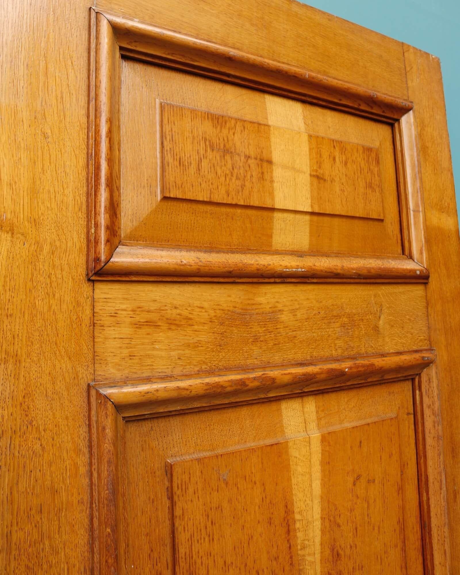 Wood Reclaimed 1920s Oak Door with Frame & Architrave For Sale
