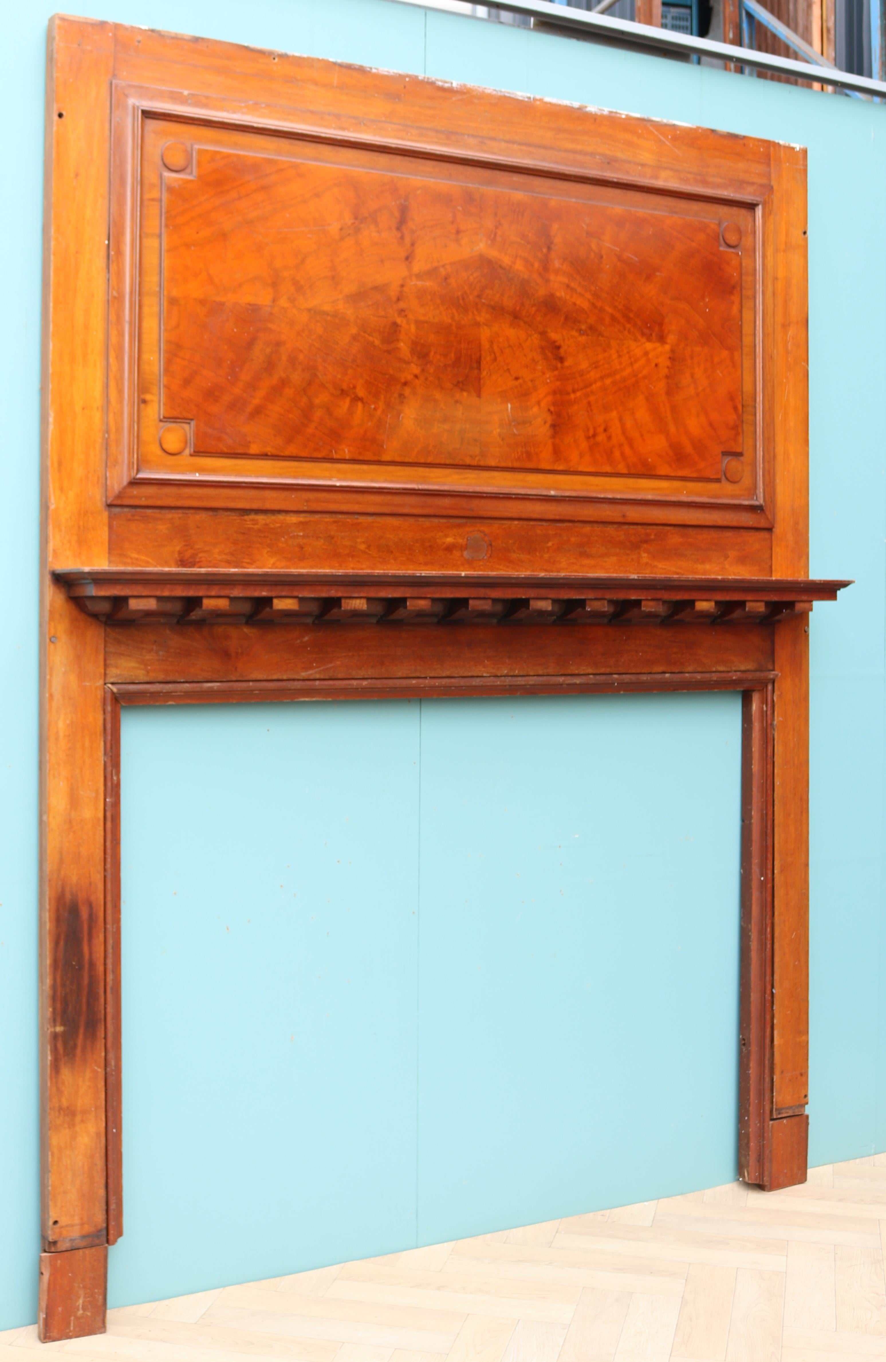 Reclaimed 1920’s Walnut Wall Panelling Mantel For Sale 3