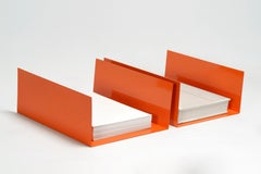 Reclaimed 1960s Aluminum Paper Tray or Desktop Organizer Refinished in Orange