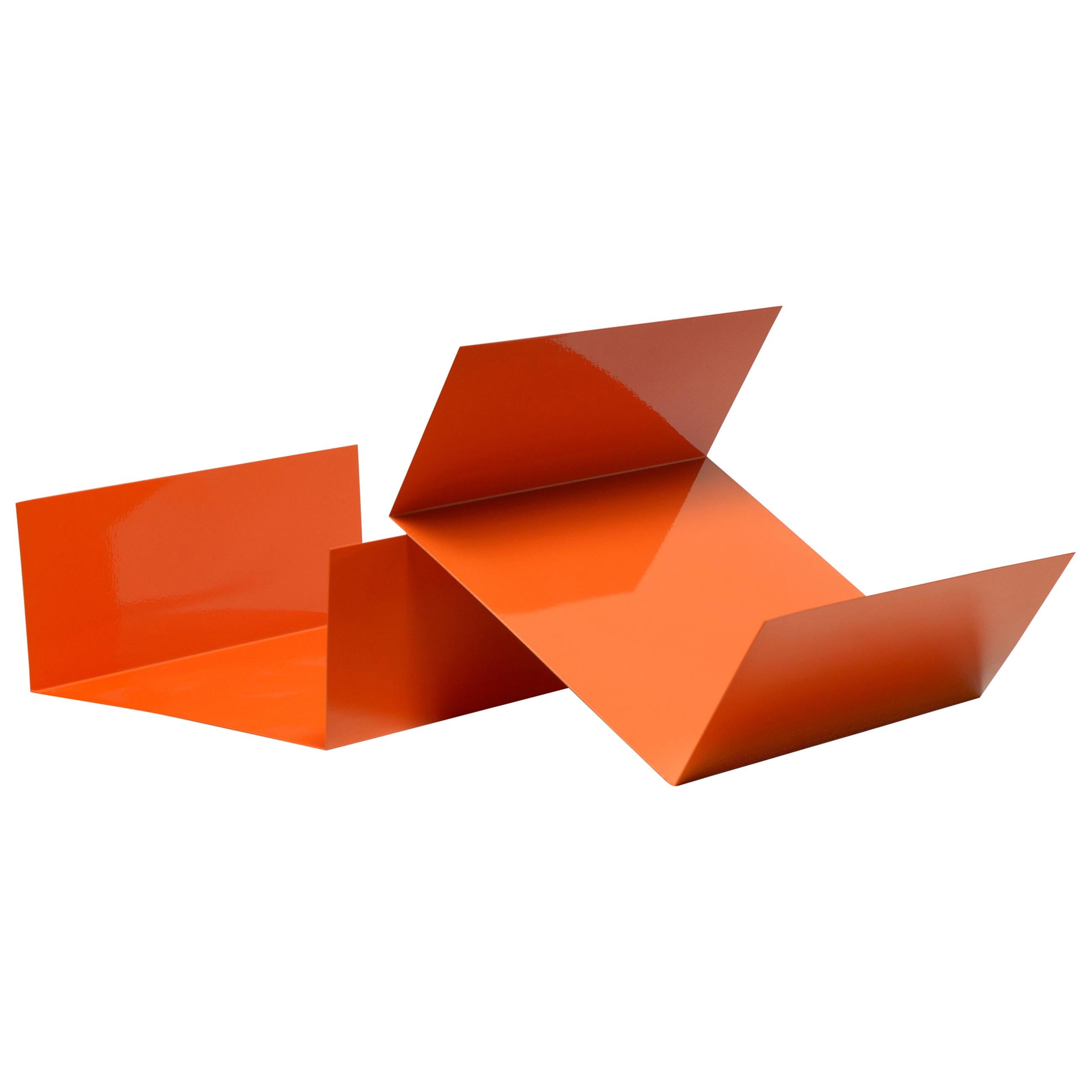 Reclaimed 1960s Aluminum Paper Tray or Desktop Organizer Refinished in Orange