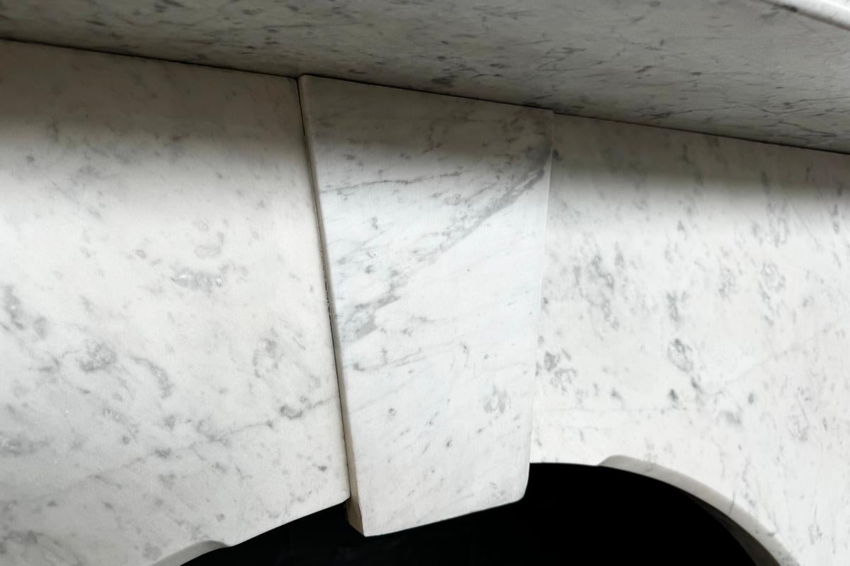 Carrara Marble Reclaimed 19th Century arched Victorian Carrara marble fireplace surround For Sale