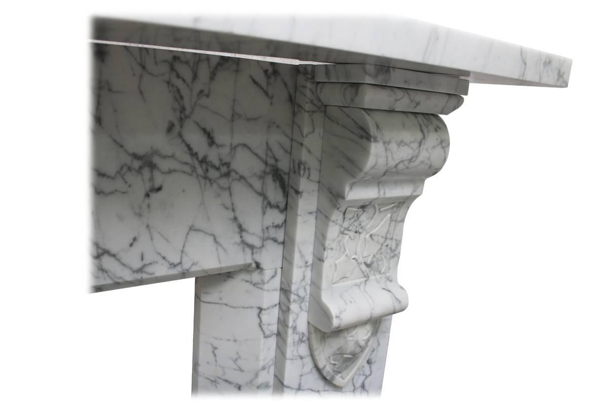 Reclaimed 19th Century Carrara Marble Fireplace Surround In Good Condition In Manchester, GB