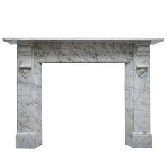 Antique Reclaimed 19th Century Carrara Marble Fireplace Surround