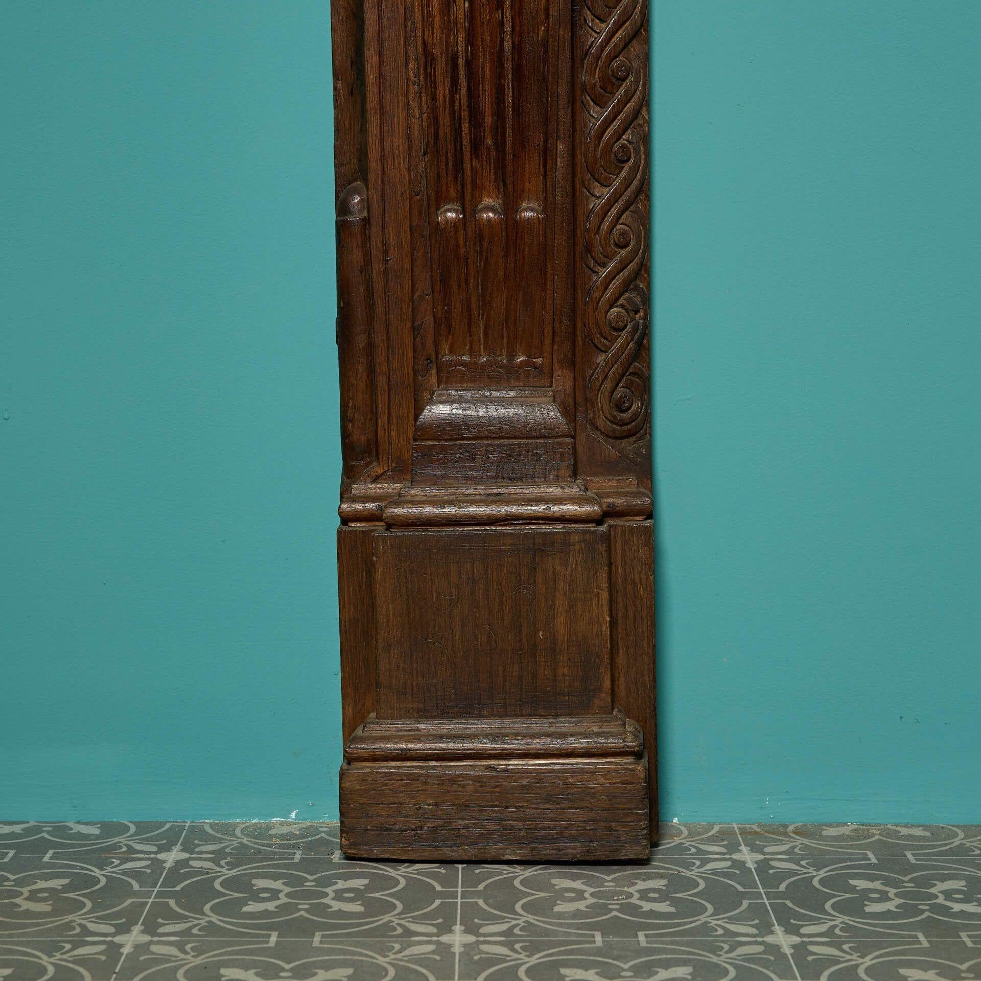Reclaimed 19th Century Carved Oak Fire Surround For Sale 2