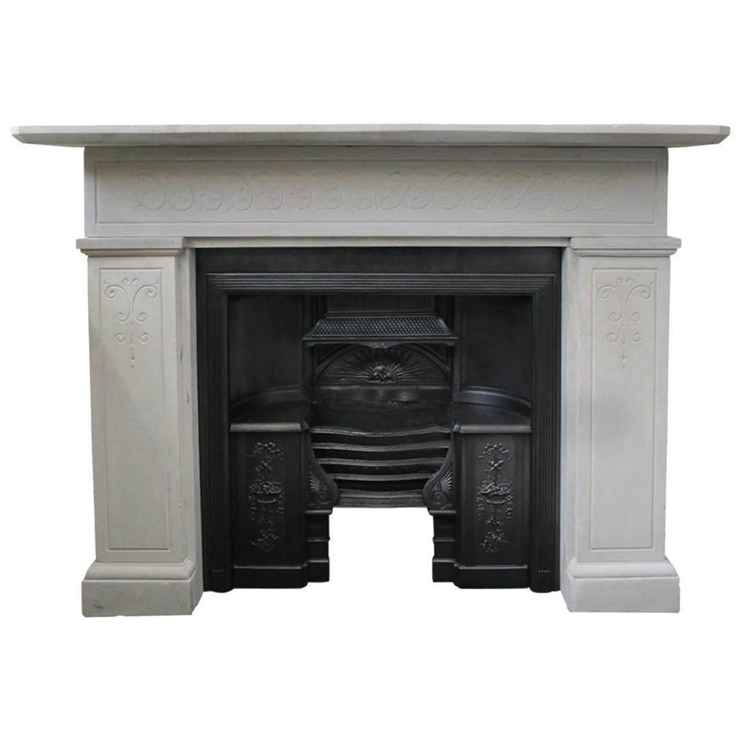 Reclaimed 19th Century Carved Stone Fire Surround