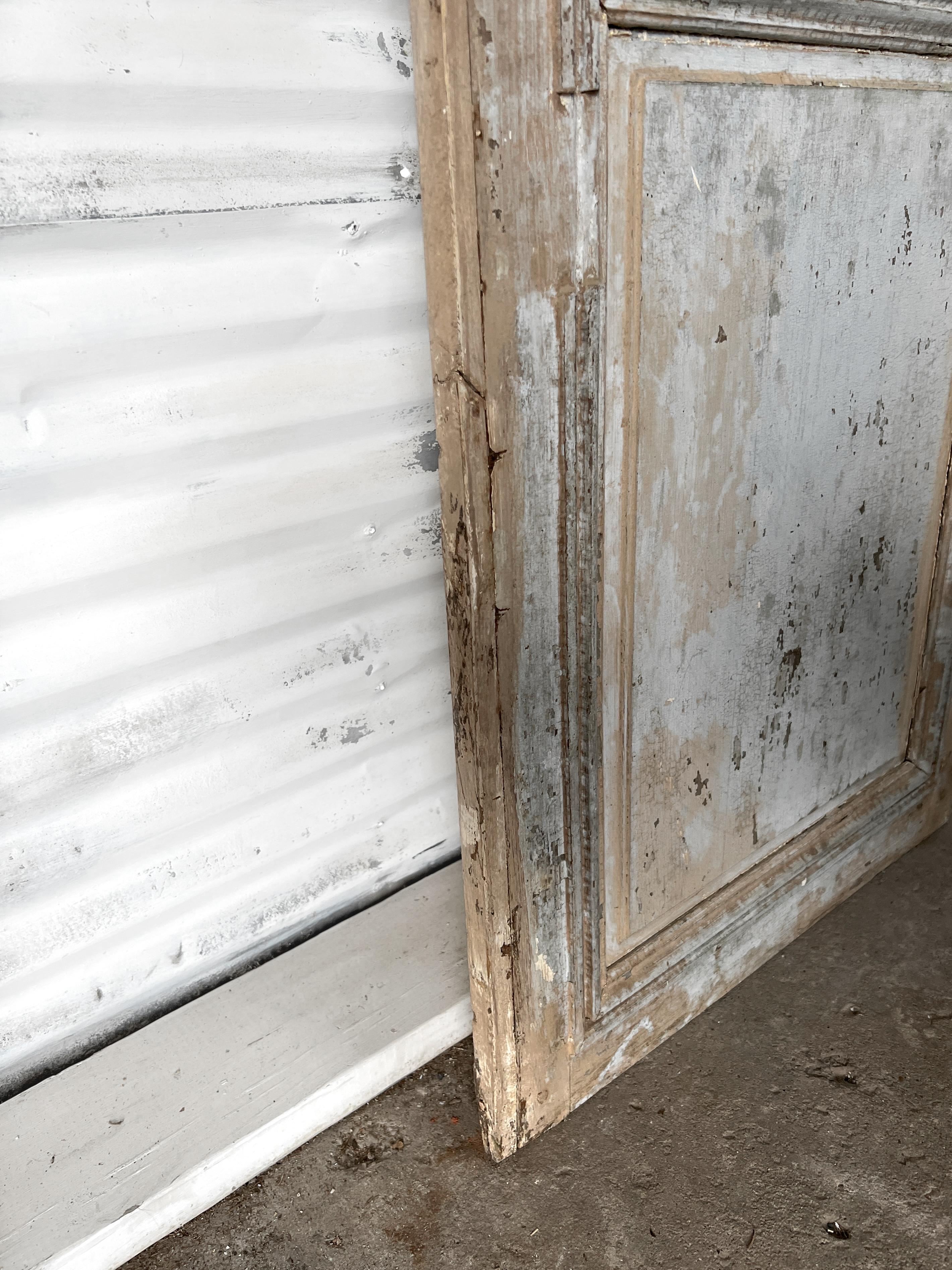 Reclaimed 19th Century French Door with Weathered Blue Paint For Sale 6