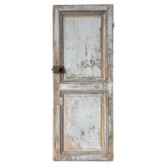 Vintage Reclaimed 19th Century French Door with Weathered Blue Paint