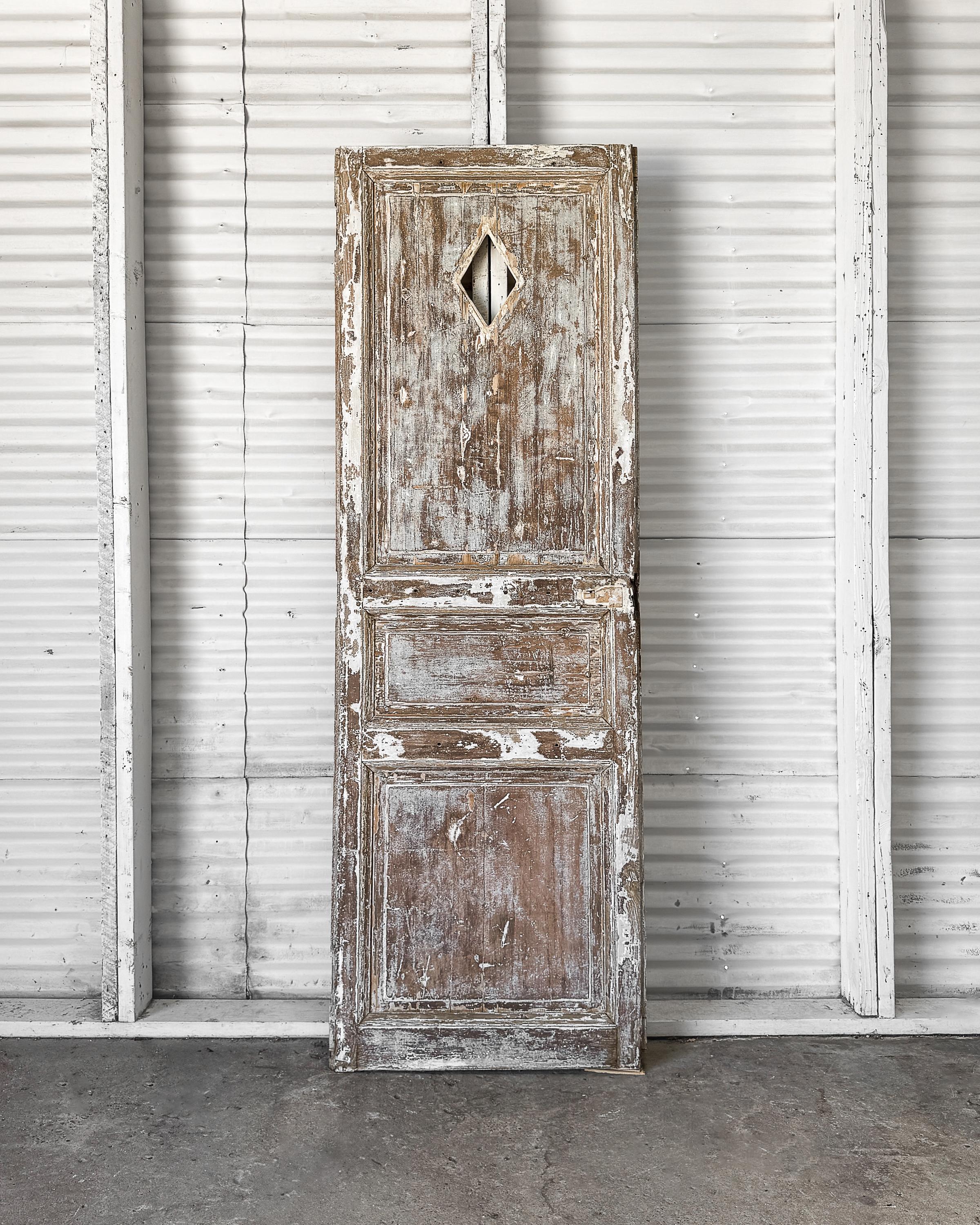 Reclaimed 19th Century French Interior Door with Diamond Cutout For Sale 8