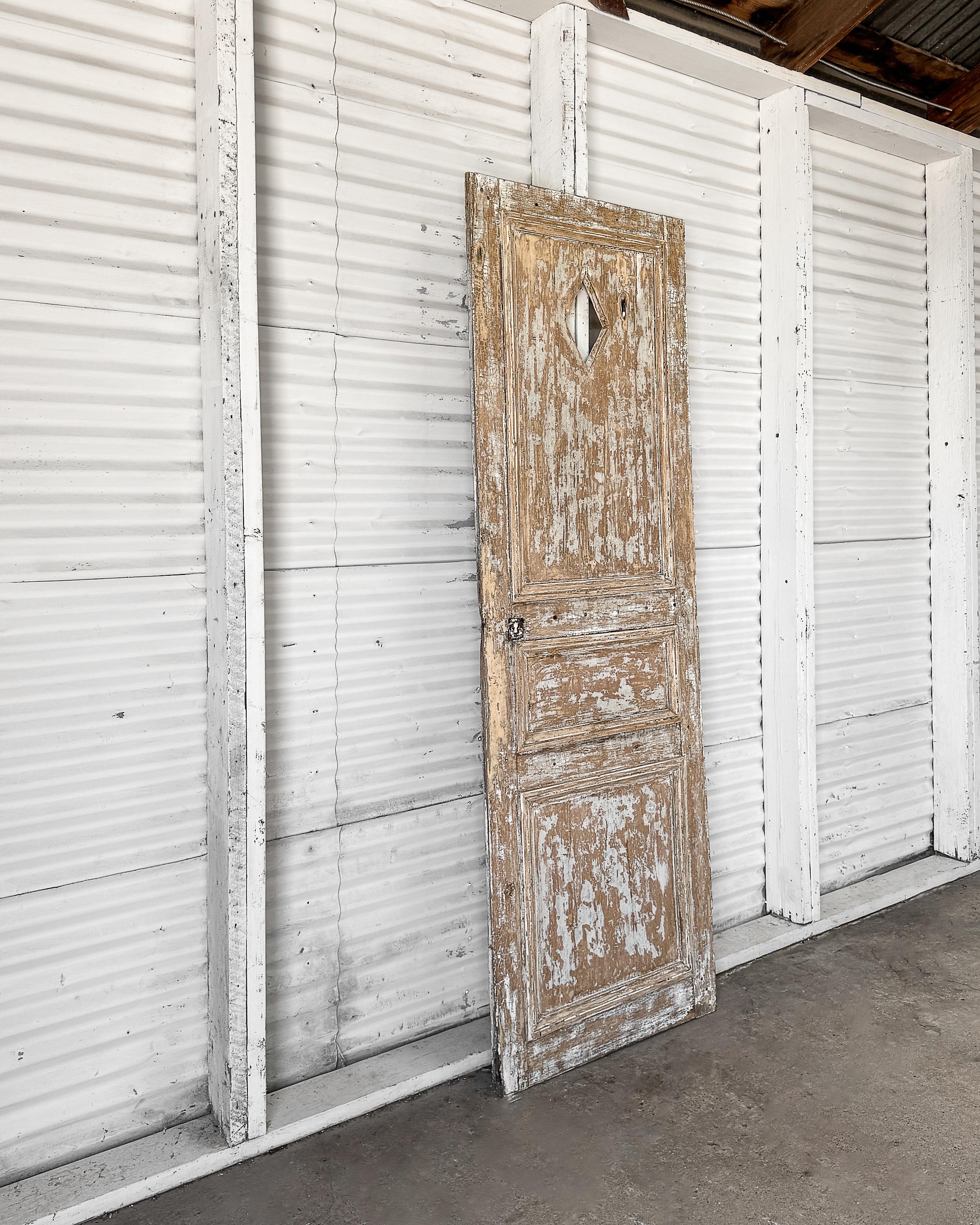 Reclaimed 19th Century French Interior Door with Diamond Cutout In Good Condition For Sale In Mckinney, TX