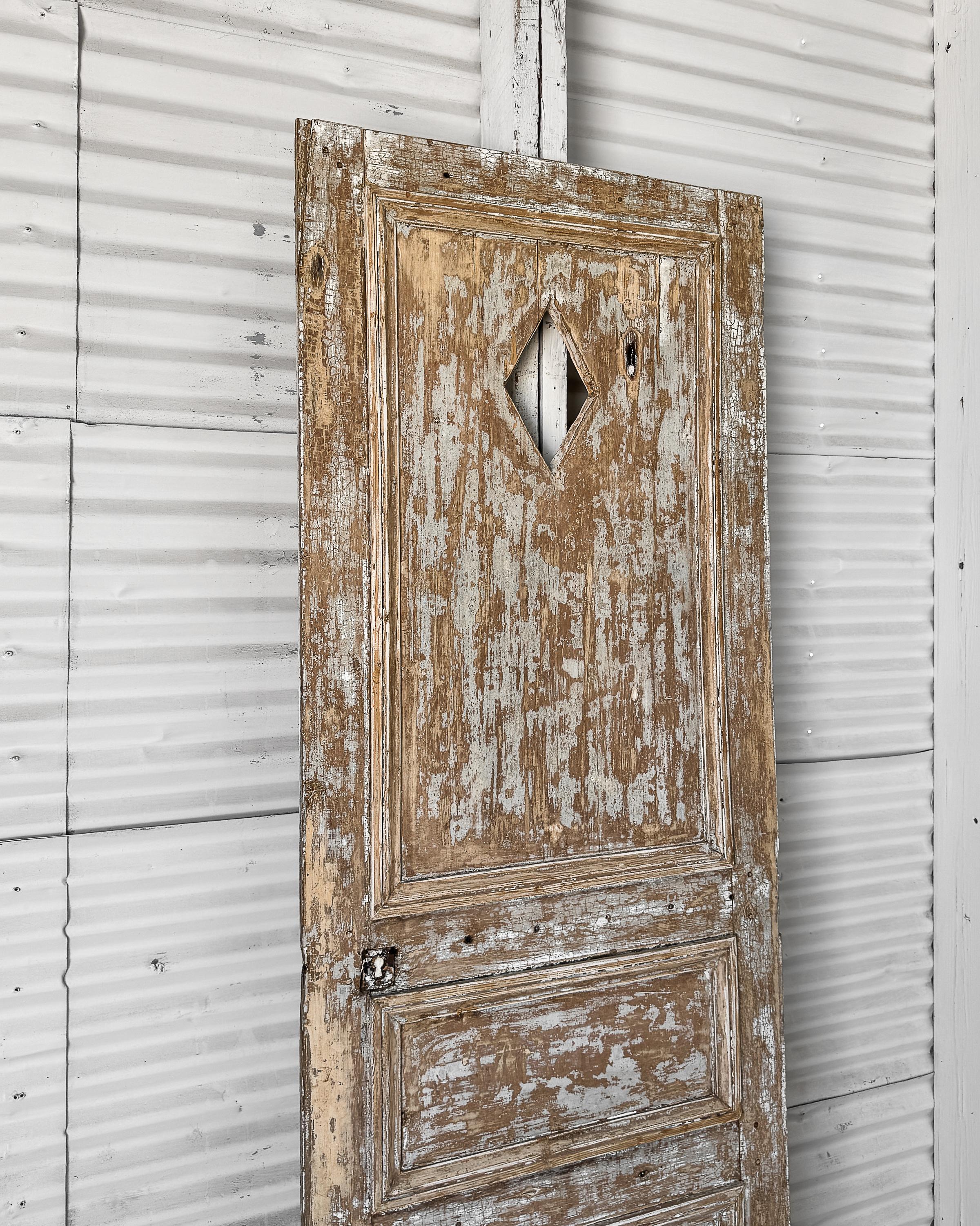 Reclaimed 19th Century French Interior Door with Diamond Cutout For Sale 1