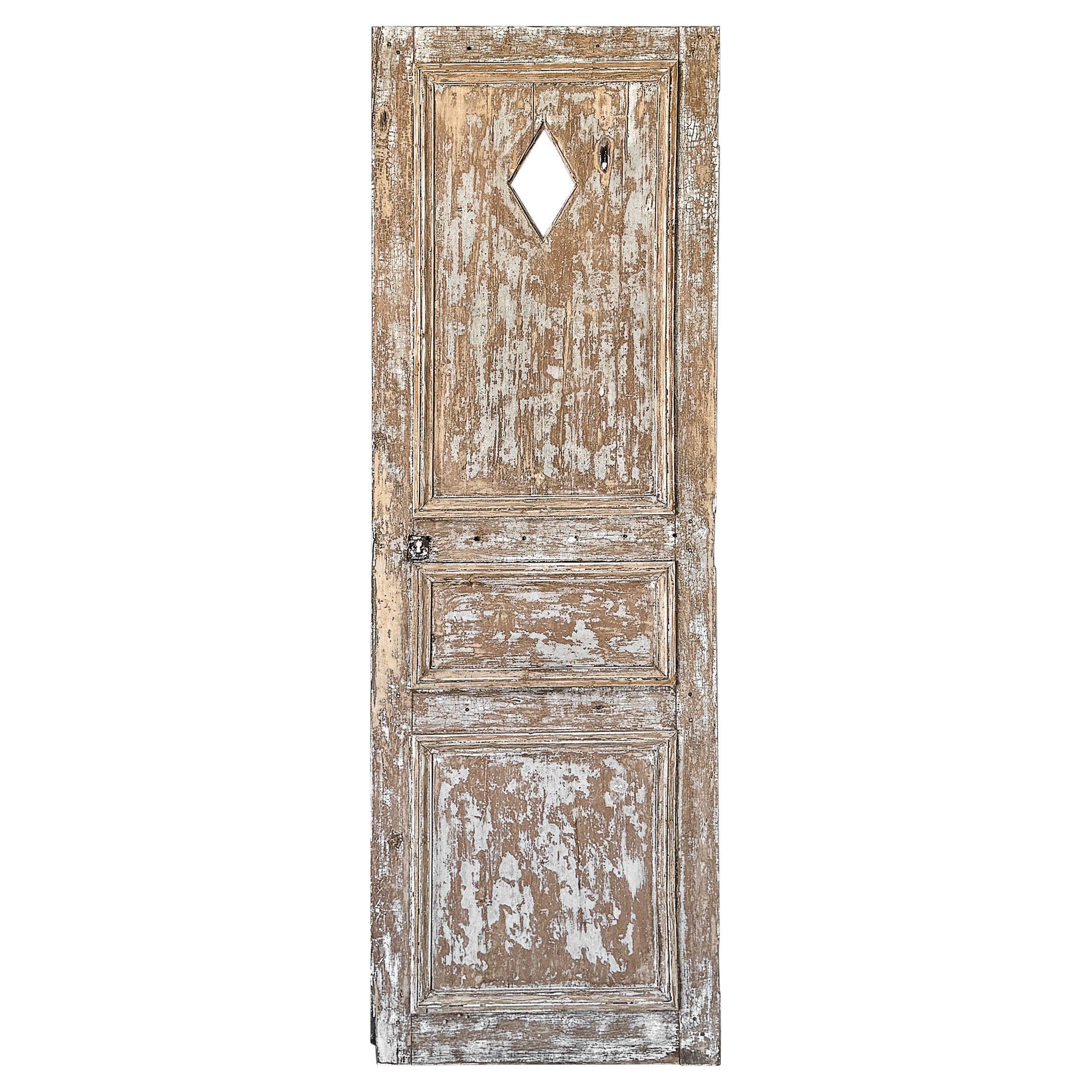 Reclaimed 19th Century French Interior Door with Diamond Cutout For Sale