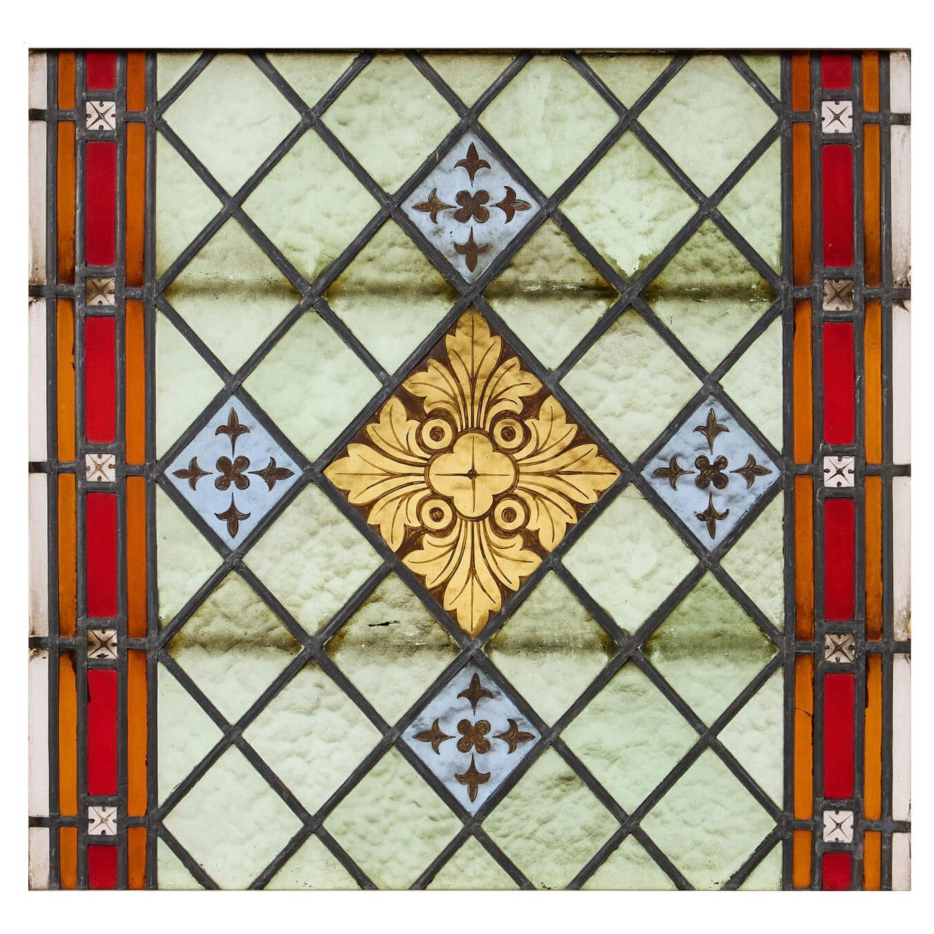 Reclaimed 19th Century Stained Glass Church Window For Sale