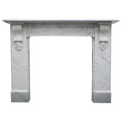 Antique Reclaimed 19th Century Victorian Carrara Marble Fireplace Surround