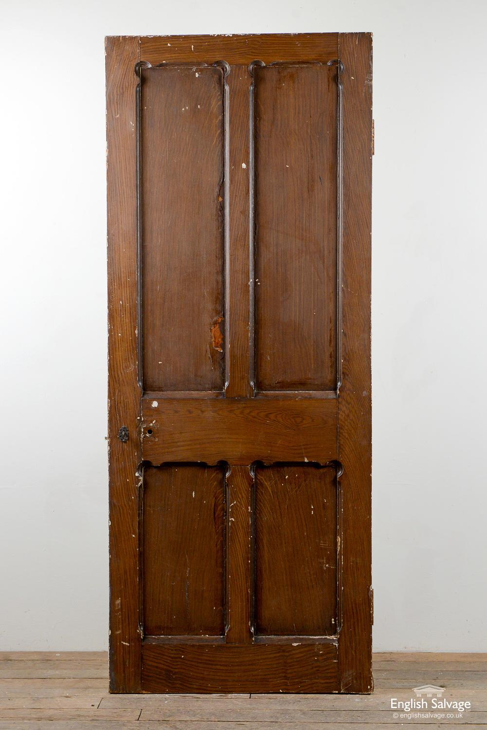 European Reclaimed 4 Panel Pine Interior Door, 20th Century For Sale