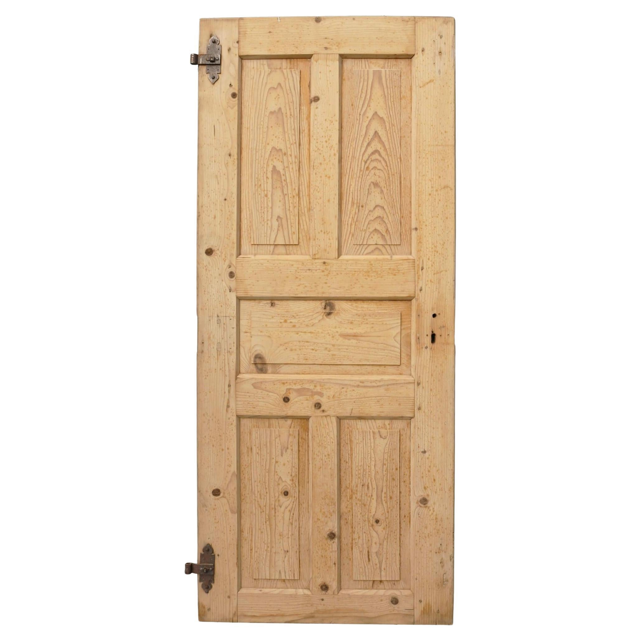 Reclaimed 5-Panel French Pine Internal Door For Sale