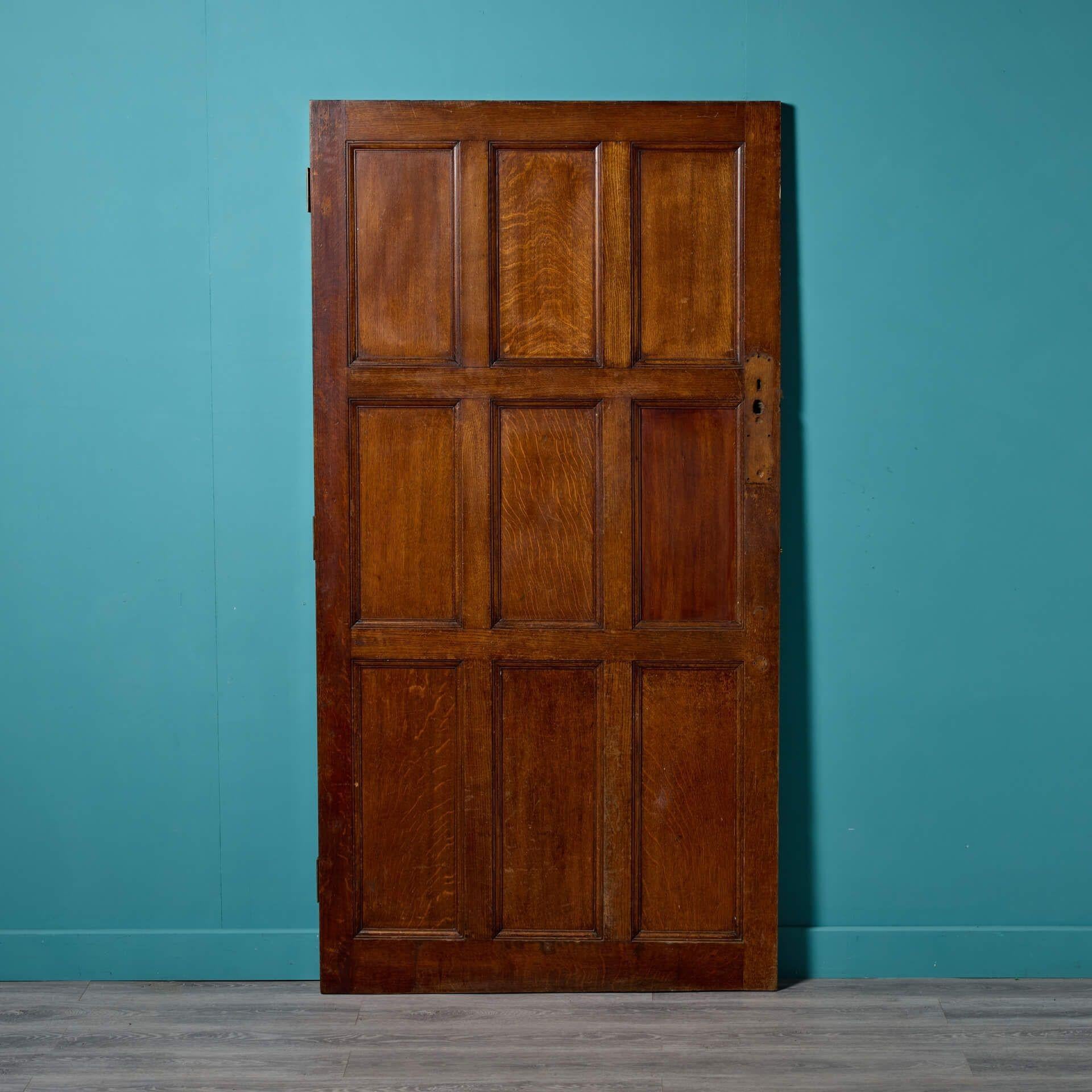 Victorian Reclaimed 9 Panel Antique Oak Door For Sale