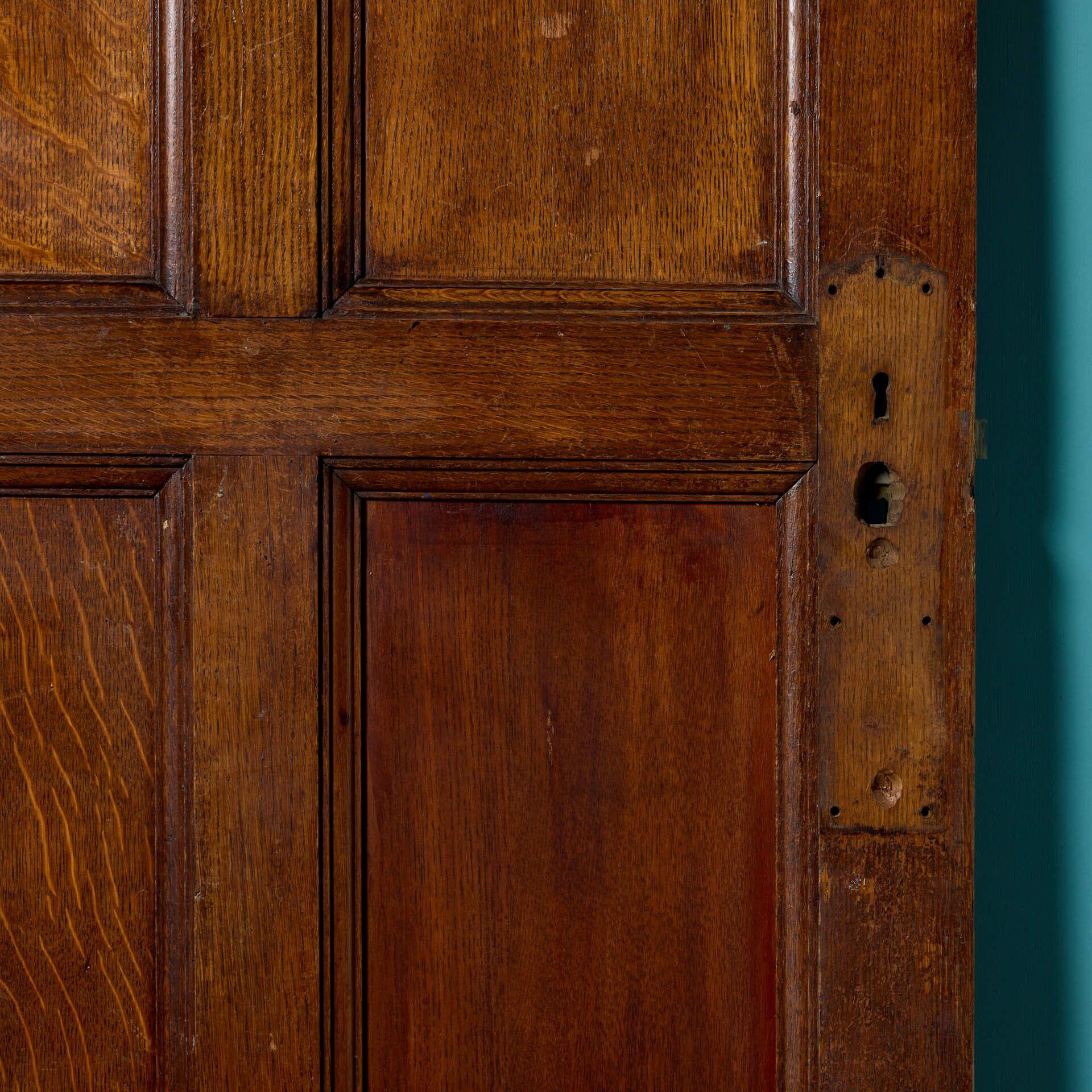 English Reclaimed 9 Panel Antique Oak Door For Sale