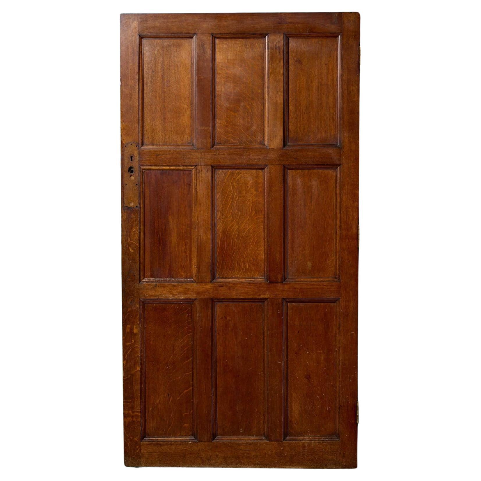 Reclaimed 9 Panel Antique Oak Door For Sale