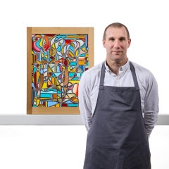 Reclaimed Abstract Stained Glass Panel