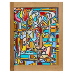 Reclaimed Abstract Stained Glass Panel