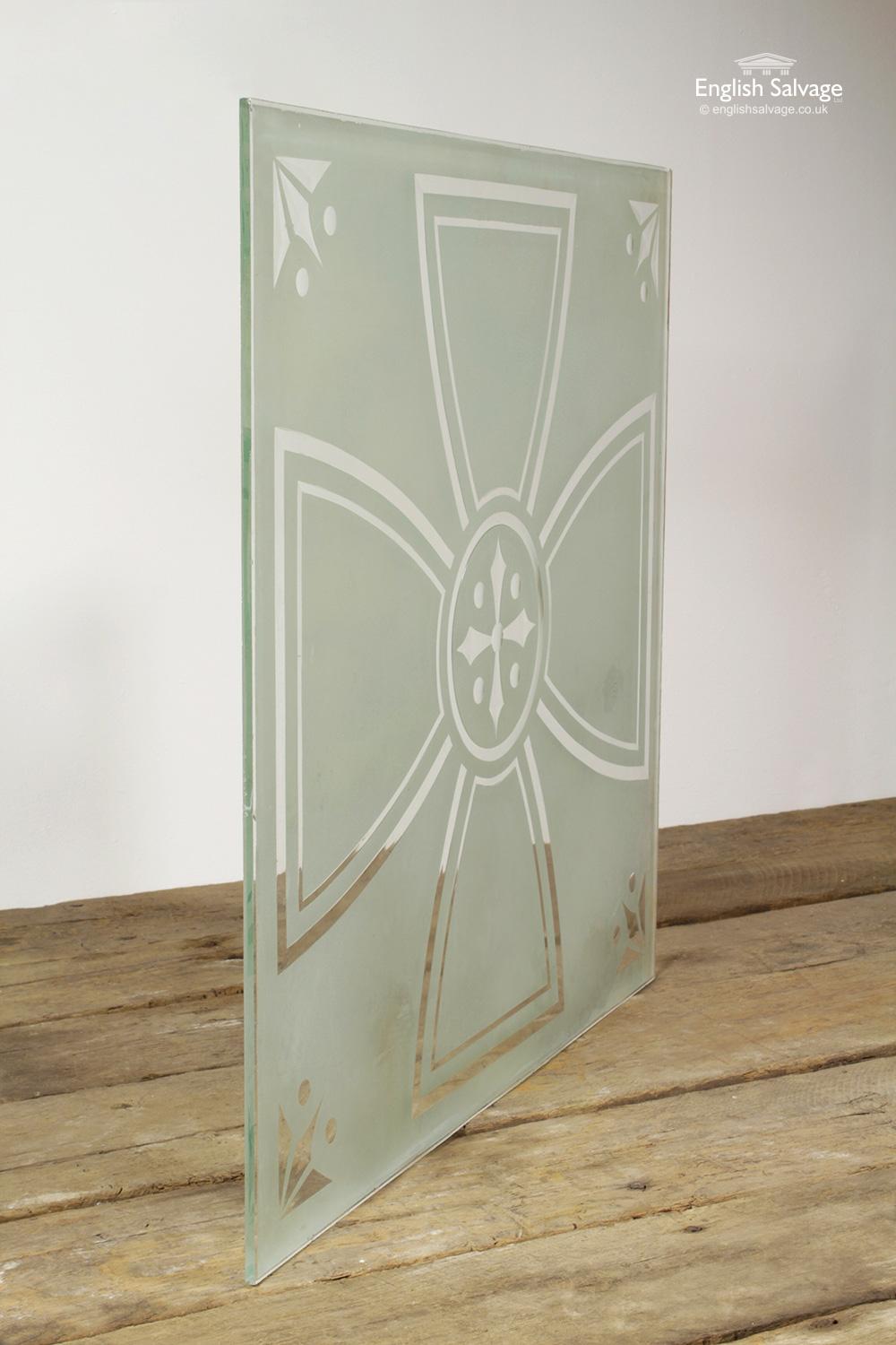 European Reclaimed Acid Etched Glass Panels, 20th Century For Sale